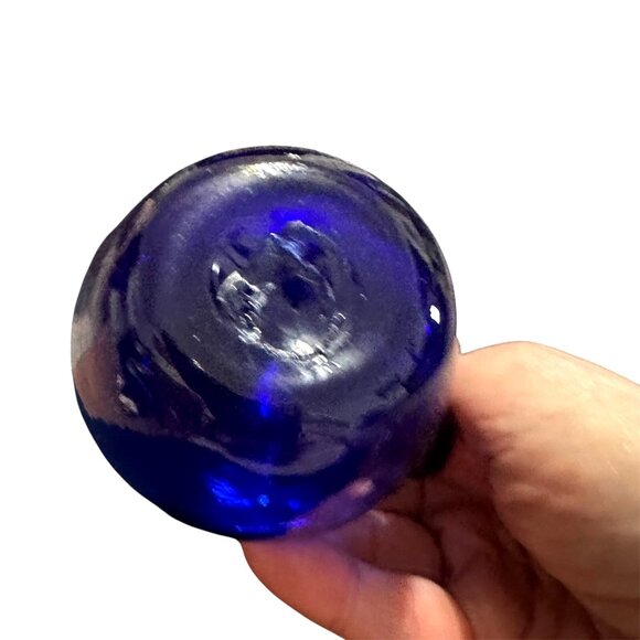 Cobalt Blue Miniature Pitcher Jug Vintage Handblown Swirled Glass Bottle 3.75 in - Picture 6 of 6